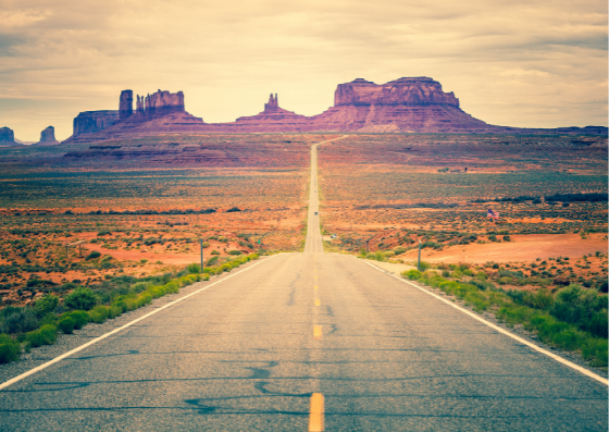 Road through American desert Road through American desert