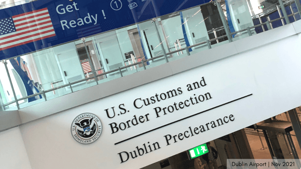 US CBP Pre Clearance entry at Dublin airport, November 2021